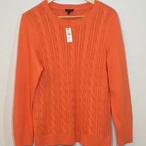 Talbot Women Cable Knit Cotton Mix Scoop Neck Sweater Petite US L